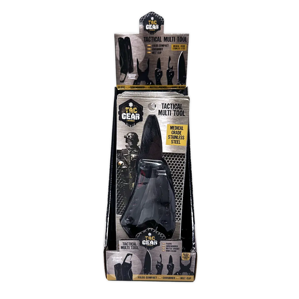 Tactical Multi-Tool 4-In-1 with Carabiner - 6 Pieces Per Retail Ready Display 25895 TAC GEAR