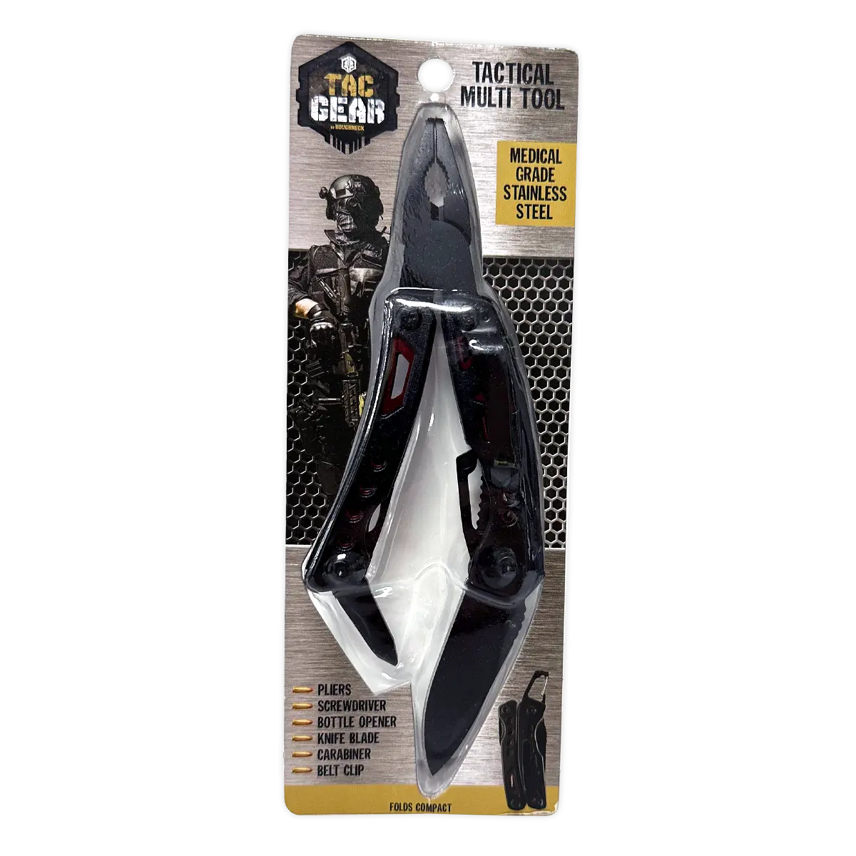 Tactical Multi-Tool 4-In-1 with Carabiner - 6 Pieces Per Retail Ready Display 25895 TAC GEAR