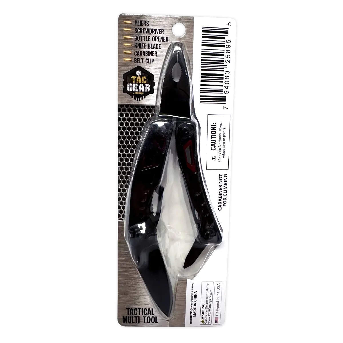 Tactical Multi-Tool 4-In-1 with Carabiner - 6 Pieces Per Retail Ready Display 25895 TAC GEAR