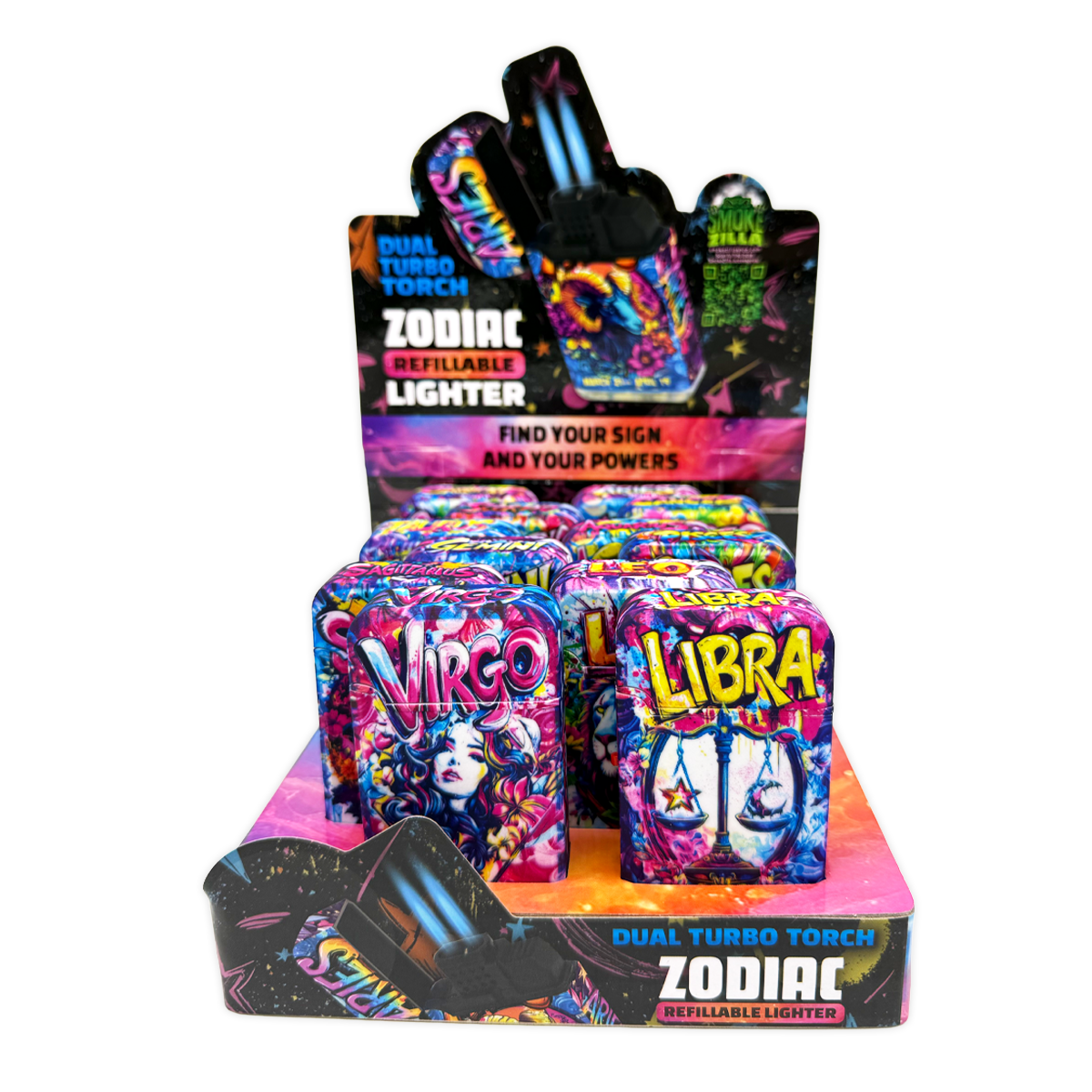 Zodiac Dual Torch Lighter- 12 Pieces Per Retail Ready Display 25915 SMOKEZILLA