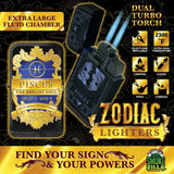 Zodiac Foil Dual Turbo Torch Lighter- 12 Pieces Per Retail Ready Display 25921 SMOKEZILLA