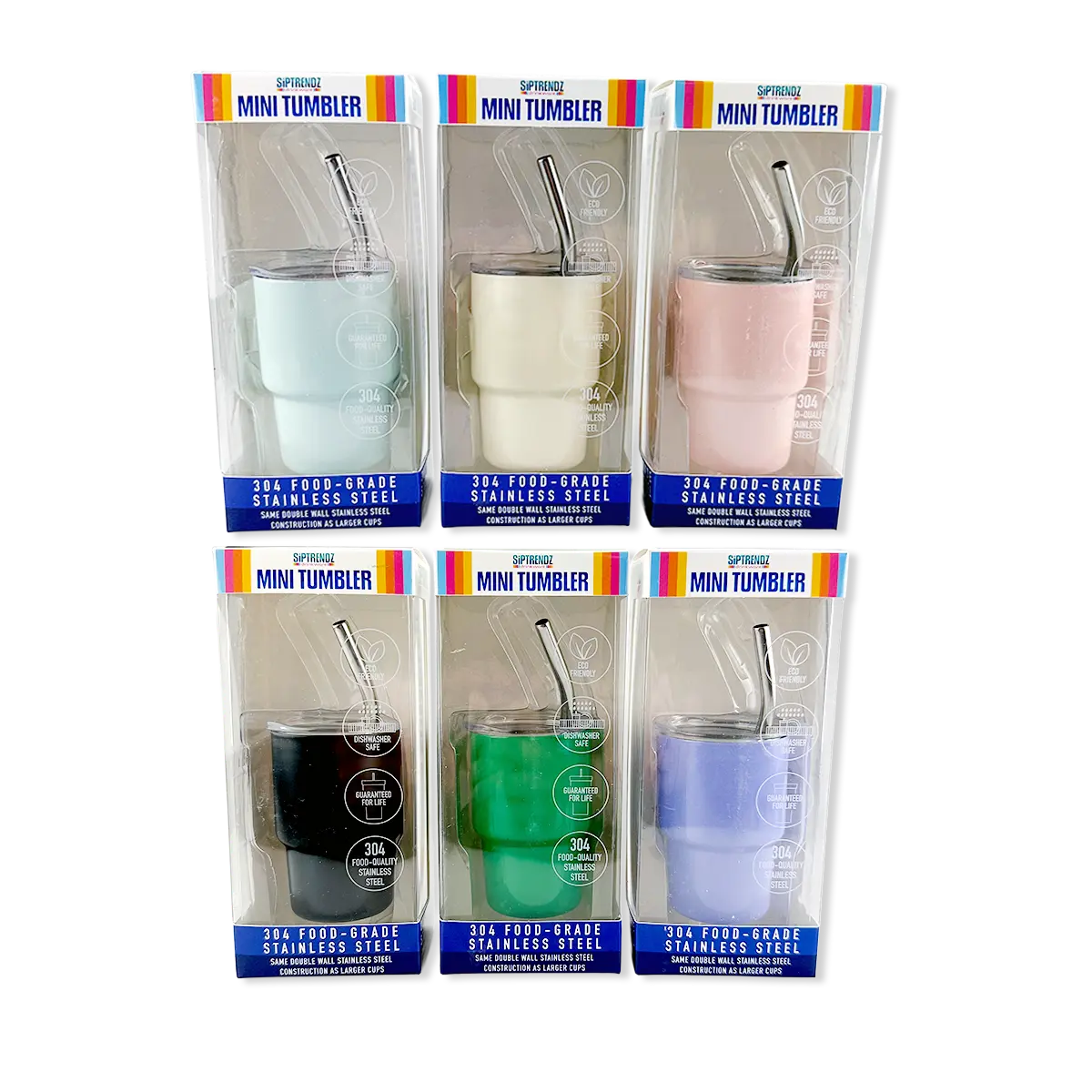 Stainless Steel 2oz Insulated Mini Shot Tumblers - 12 Pieces Per Retail Ready Display 25943 GEAR HEAD