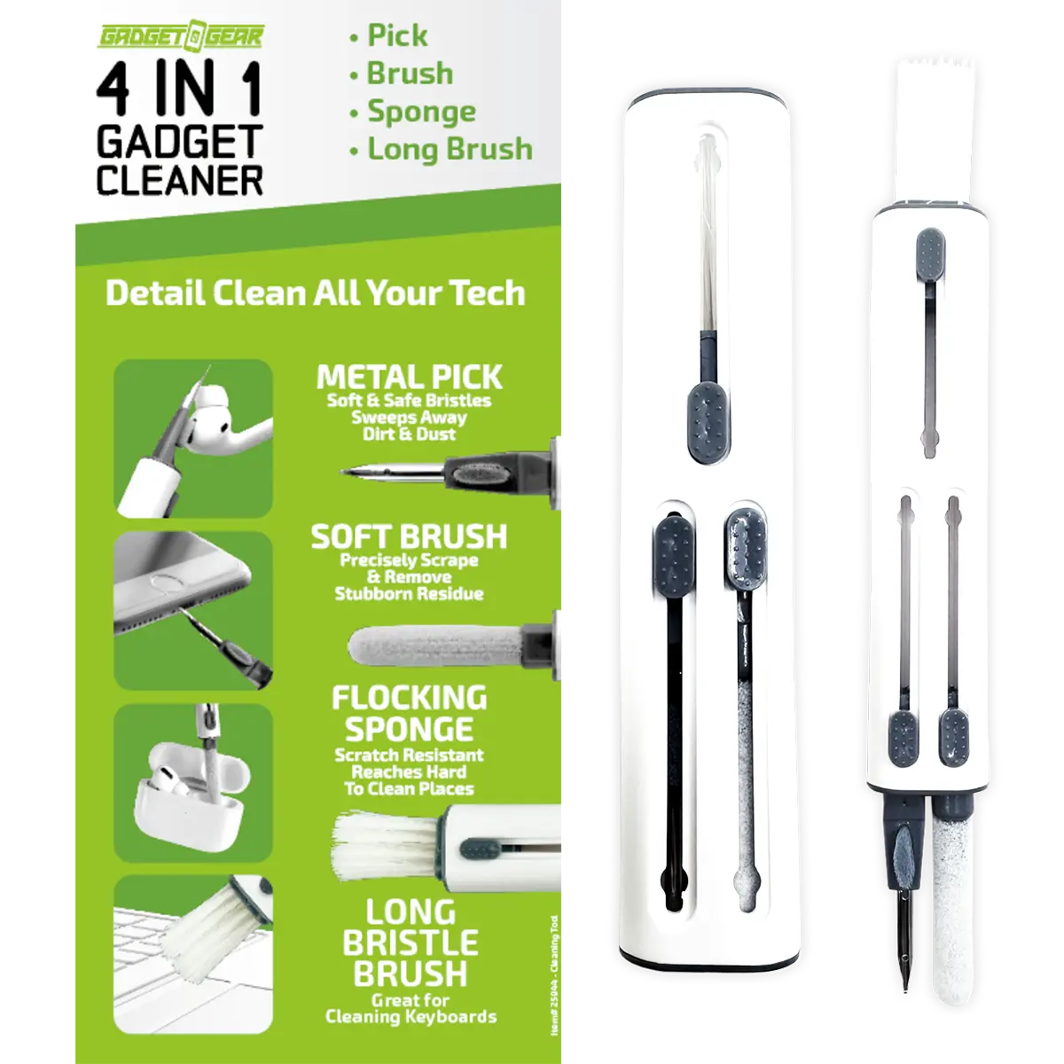 Tech Cleaner 4 in 1 Tool - 6 Pieces Per Retail Ready Display 25944 GADGET GEAR