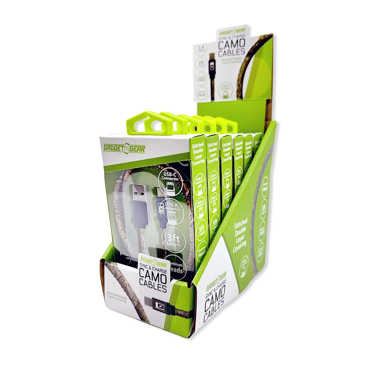 Charging Cable Camo USB-A-to-USB-C 3FT - 6 Pieces Per Retail Ready Display 25972 GADGET GEAR