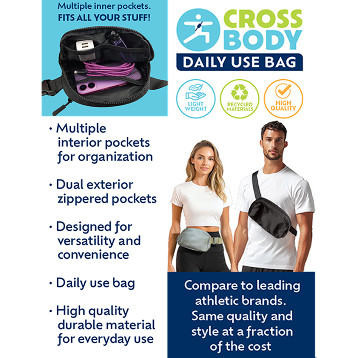 Crossbody Everyday Sling Bag - 4 Pieces Per Retail Ready Display 25976 NOVELTY INC