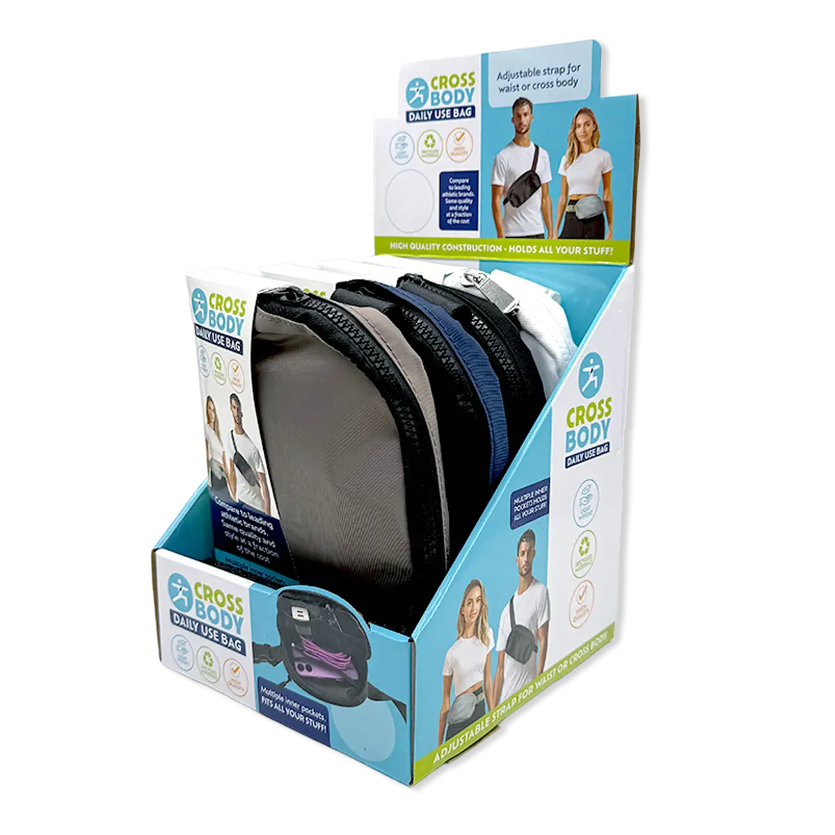 Crossbody Everyday Sling Bag - 4 Pieces Per Retail Ready Display 25976 NOVELTY INC