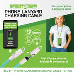 Phone Lanyard 100W Charging Cable - 6 Pieces Per Retail Ready Display 26041 GADGET GEAR