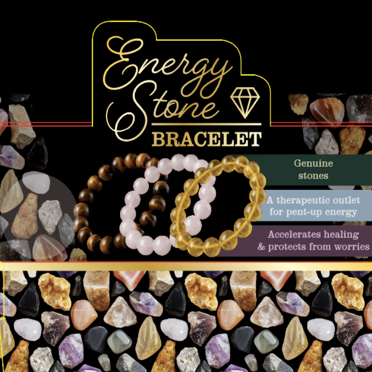 Energy Stone Bracelet - 12 Pieces Per Retail Ready Display 26042 NOVELTY INC