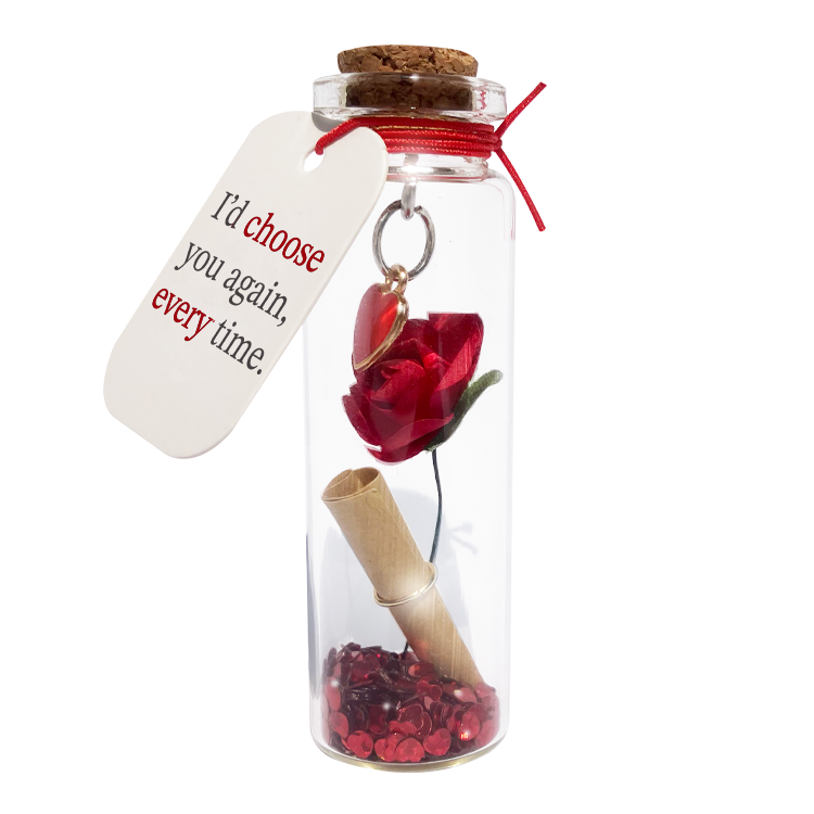 Rose with Message of Love in a Bottle - 12 Pieces Per Retail Ready Display 26083 NOVELTY INC