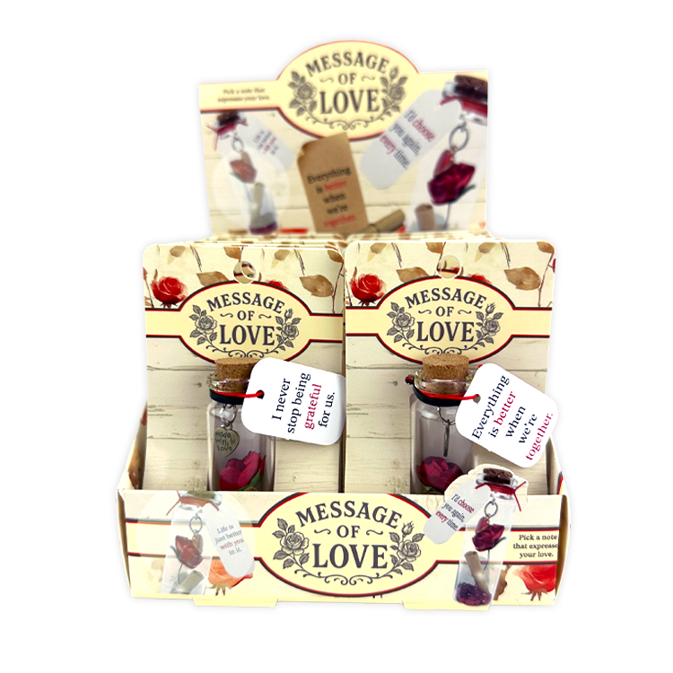 Rose with Message of Love in a Bottle - 12 Pieces Per Retail Ready Display 26083 NOVELTY INC