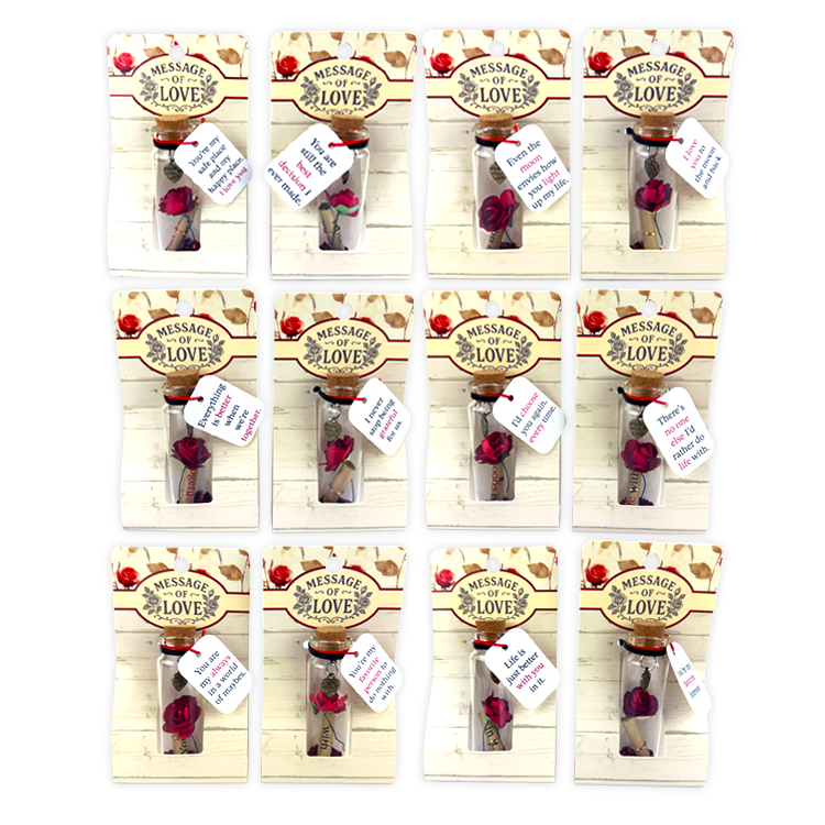 Rose with Message of Love in a Bottle - 12 Pieces Per Retail Ready Display 26083 NOVELTY INC