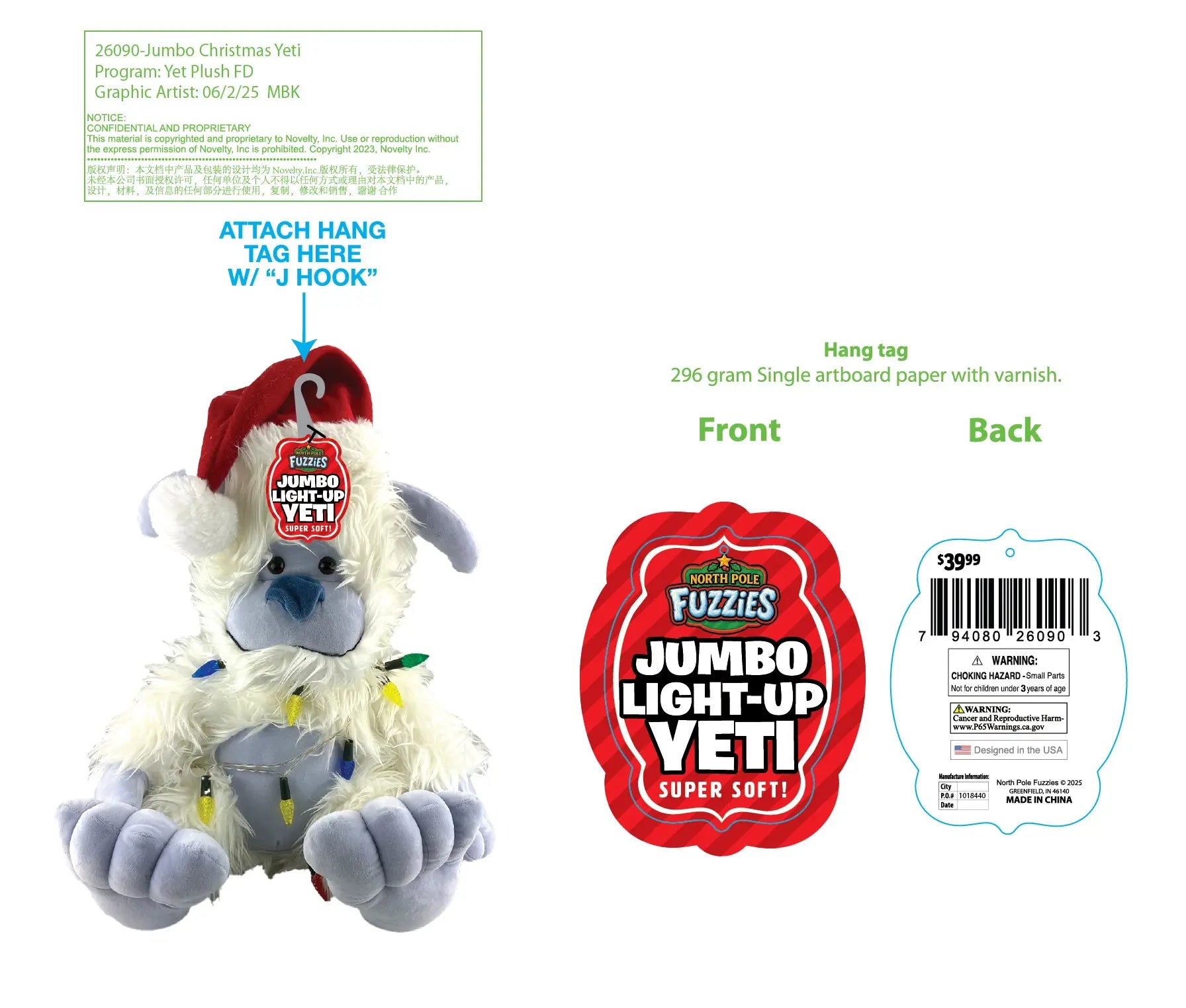 Jumbo Light-Up Plush Snow Yeti - 2 Pieces Per Pack 26090 KIPP BROTHERS