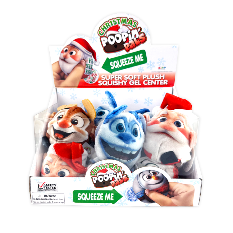 Christmas Plush Squeeze Poopin Pal Toy - 12 Pieces Per Retail Ready Display 26109 KIPP BROTHERS