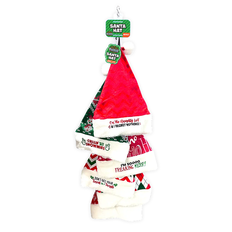 Christmas Santa Winter Hat with Merchandising Hang Strip - 6 Pieces Per Pack 26168 NOVELTY INC