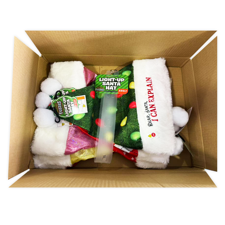 Light Up Christmas Santa Winter Hat with Merchandising Hang Strip - 6 Pieces Per Pack 26170 NOVELTY INC