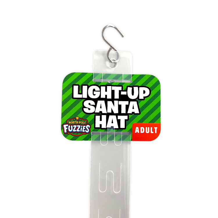 Light Up Christmas Santa Winter Hat with Merchandising Hang Strip - 6 Pieces Per Pack 26170 NOVELTY INC