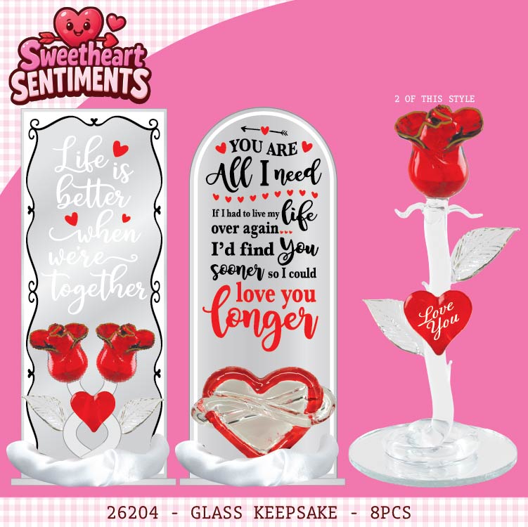 Valentines Day Glass Plush and Gift Assortment Floor Display - 56 Pieces Per Retail Ready Display Kit 88616 NOVELTY INC