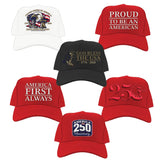 USA 250 Patriotic All-American Ball Cap Hat - 6 Pieces Per Retail Ready Display 26553