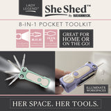 Lady Legend 8-In-1 Pocket Toolkit Multi-Tool with Lights - 6 Pieces Per Retail Ready Display 26619