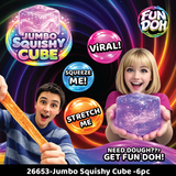 Fun Doh Jumbo Squishy Cube - 6 Pieces Per Retail Ready Display 26653