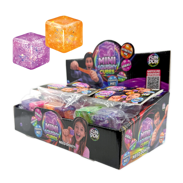 Fun Doh Mini Squishy Cube 2-Pack Set - 24 Sets Per Retail Ready Display 26673
