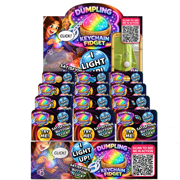 Fun Doh Dumpling Click Light-Up Keychain - 12 Pieces Per Retail Ready Display 26723