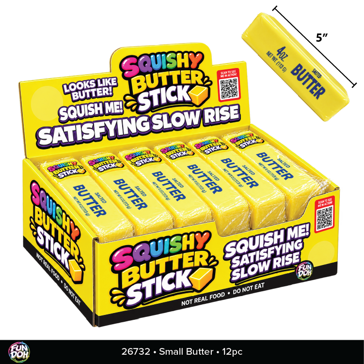 Fun Doh™ Slow Rise Foam Small Butter Squishy - 12 Pieces Per Retail Ready Display 26732