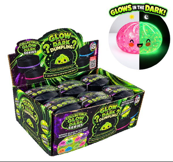 Fun Doh™ Squishy Glow-in-the-Dark Mystery Jelly Dumpling Black Steamer Toy - 12 Pieces Per Retail Ready Display 26788