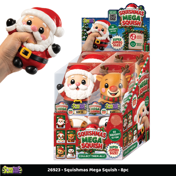 Fun Doh Squishmas Mega Squishy Toy Characters - 8 Pieces Per Retail Ready Display 26923