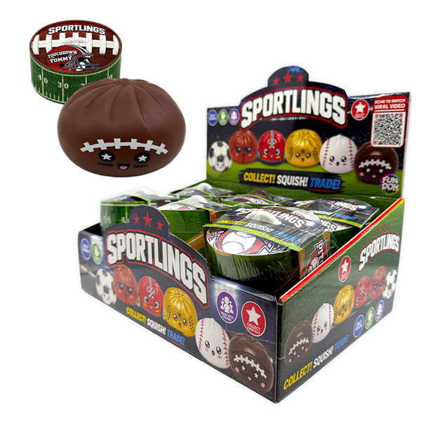 Fun Doh™ Sportlings Sports Jelly Dumpling Squish Toy - 12 Pieces Per Retail Ready Display 26994