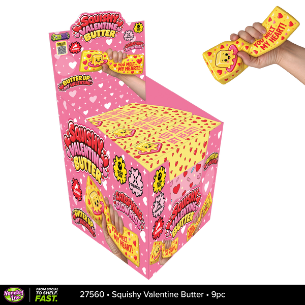 Fun Doh™ SquishZilla™ Slow Rise Jumbo Foam Valentine Butter Squishy - 9 Pieces Per Retail Ready Display 27560