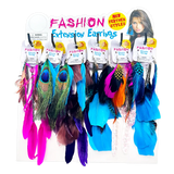 Fashion Extension Feather Earrings  - 18 Pieces Per Retail Ready Kit Display 28287 NOVELTY INC