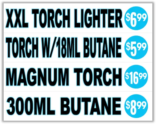 Butane Torch Lighters Assortment Floor Display - 30 Pieces Per Retail Ready Display 88673 TORCH BLUE