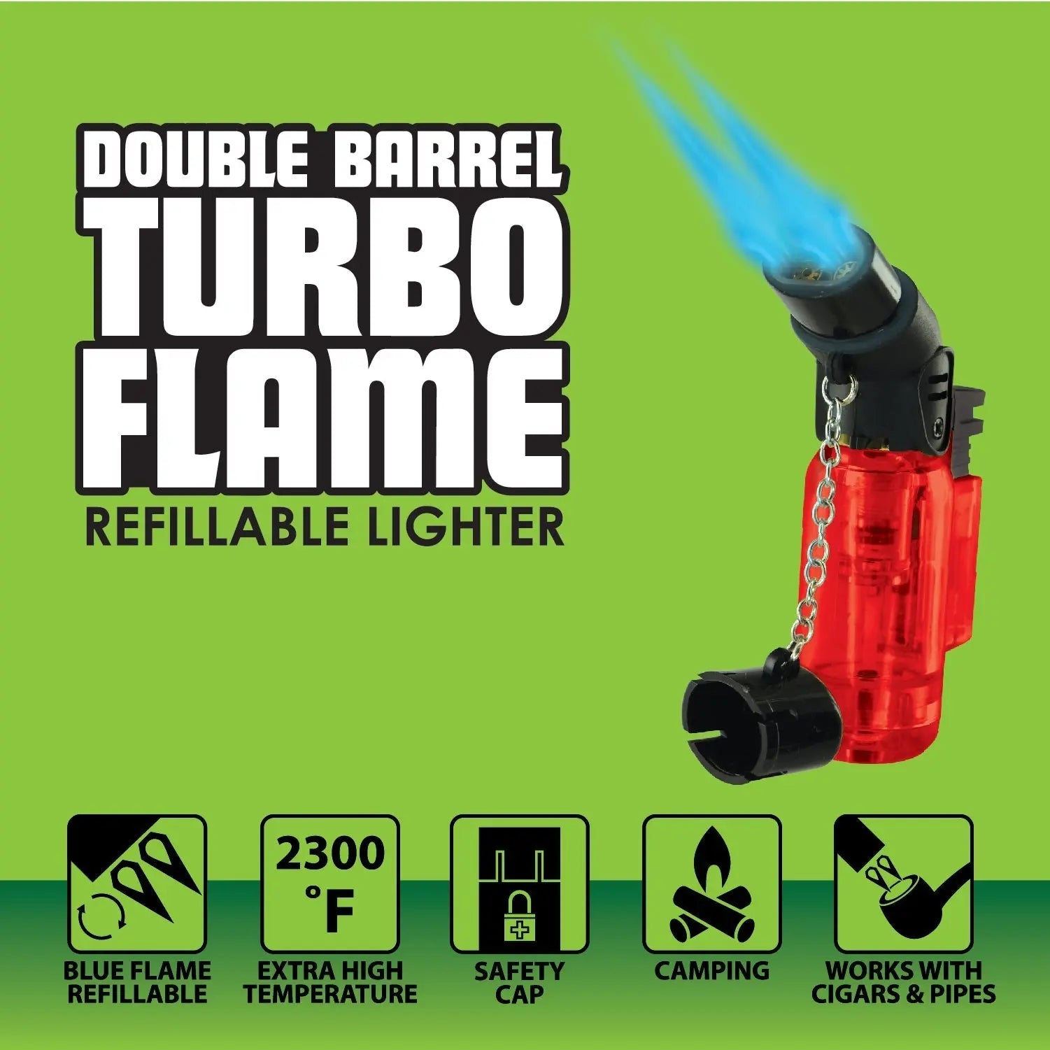 Double Barrel Dual Flame Torch Lighter - 8 Pieces Per Retail Ready Display 40301 SMOKEZILLA