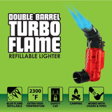 Double Barrel Dual Flame Torch Lighter - 8 Pieces Per Retail Ready Display 40301 SMOKEZILLA