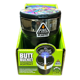 Printed Lid Butt Bucket Ashtray with LED light- 2 Per Retail Ready Wholesale Display 40309 SMOKEZILLA