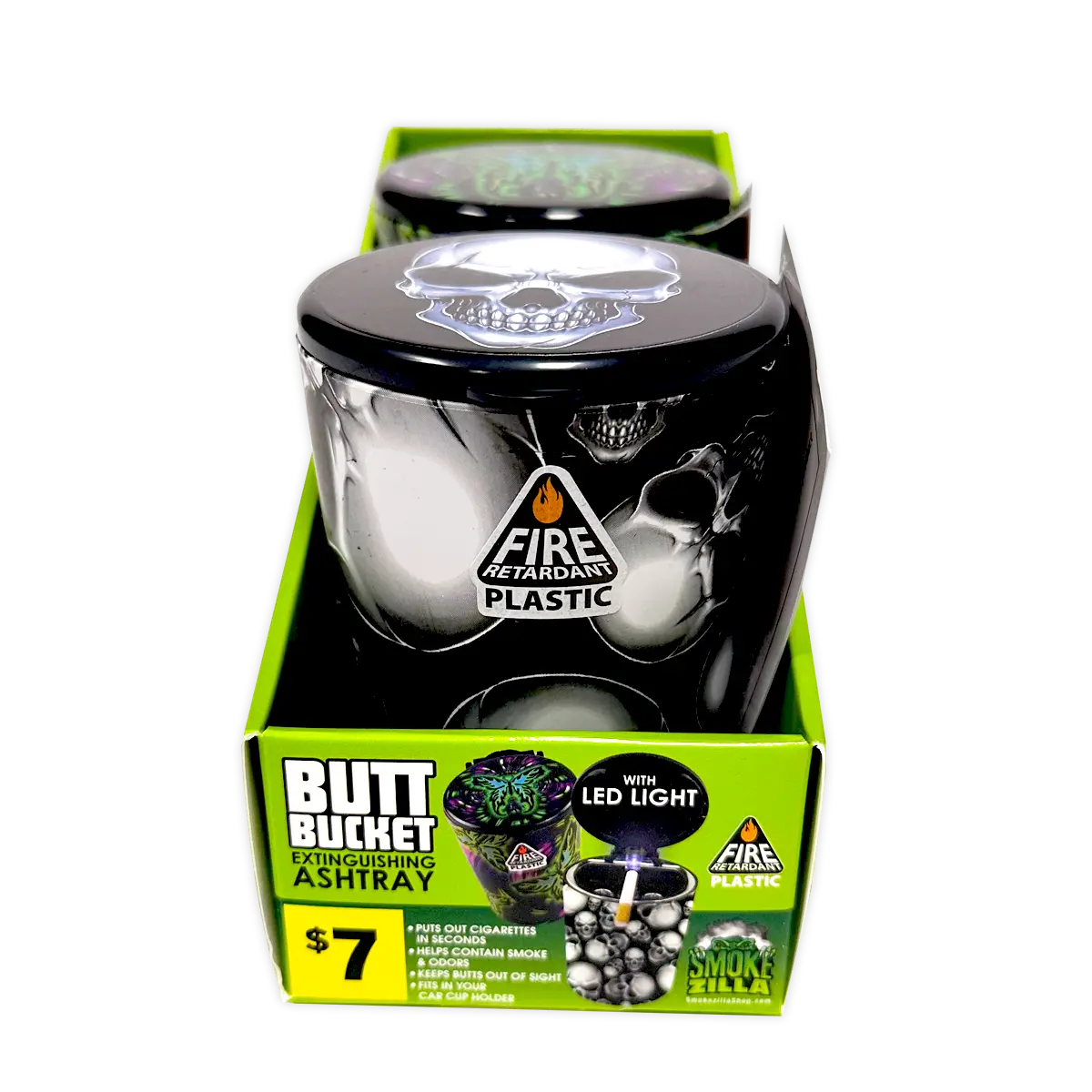Full Print Butt Bucket Ashtray with LED Light - 2 Per Retail Ready Wholesale Display 40310 SMOKEZILLA