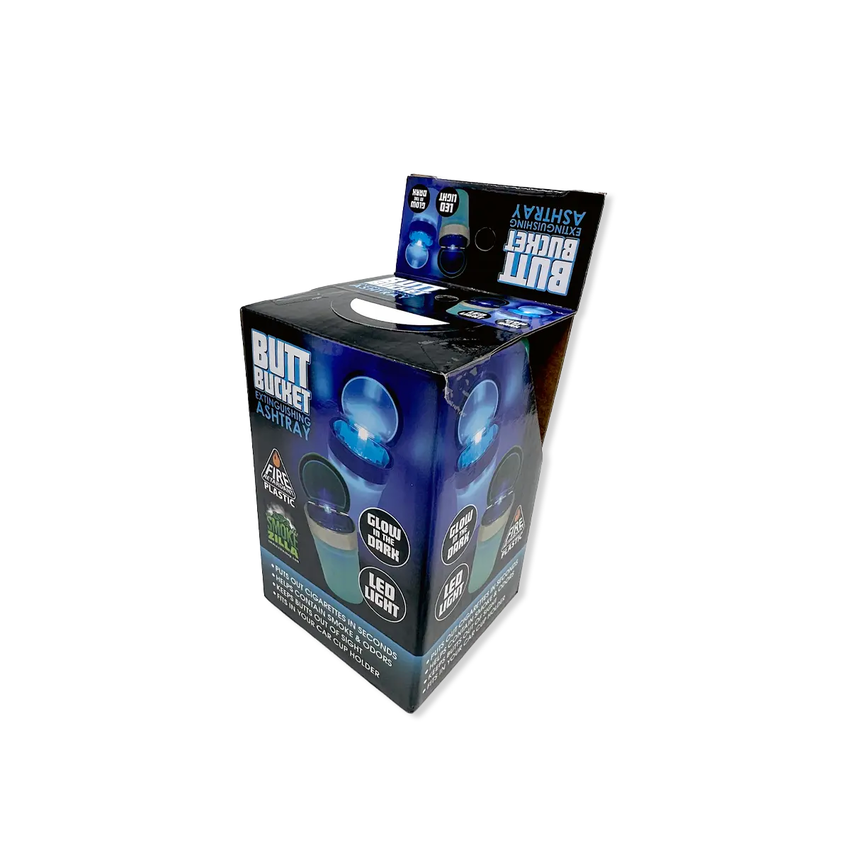 Glow In The Dark Butt Bucket Ashtray With LED Light - 6 Per Retail Ready Wholesale Display 40340 SMOKEZILLA