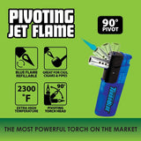 Pivot Head Torch Lighter - 12 Pieces Per Retail Ready Display 40364 TORCH BLUE