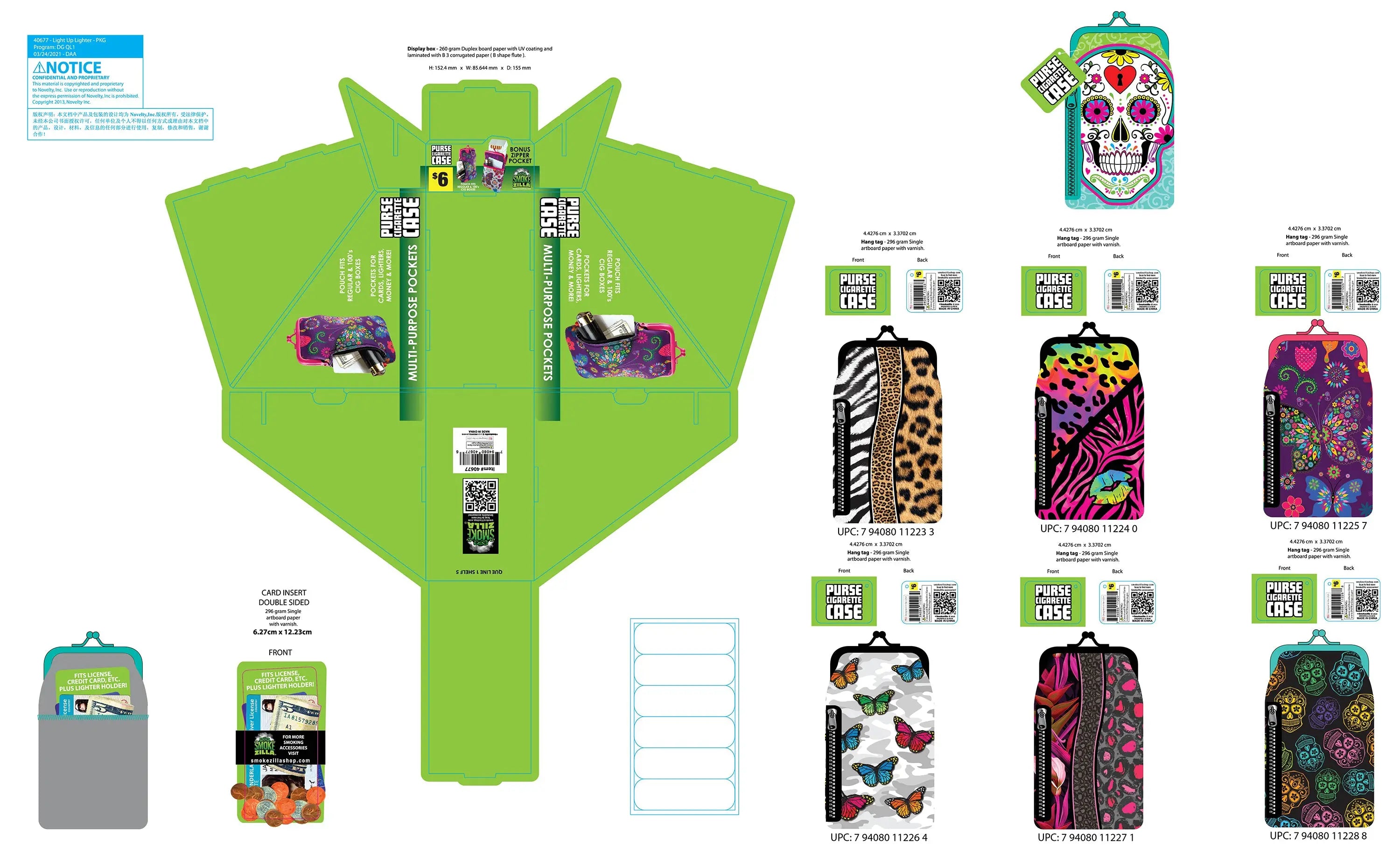 Neoprene Cigarette Pouch with Pocket - 6 Pieces Per Retail Ready Display 40677 SMOKEZILLA