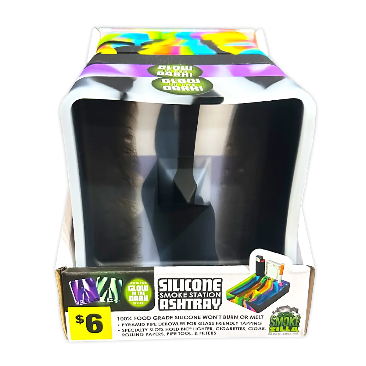 Silicone Ashtray with Assorted Colors - 6 Per Retail Ready Display 40957 SMOKEZILLA