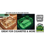 Glow In The Dark Skull Glass Ashtray - 5 Pieces Per Retail Ready Wholesale Display 40959 SMOKEZILLA