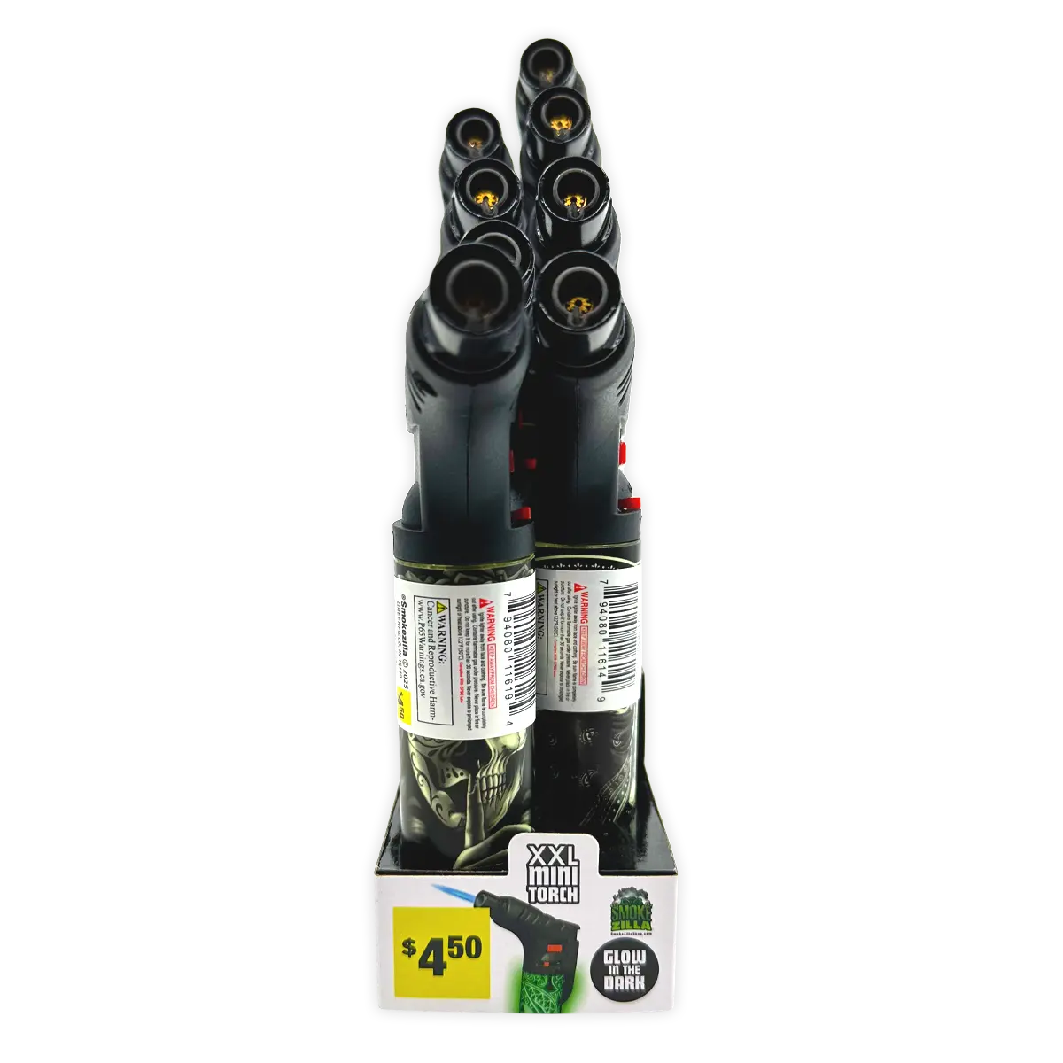 Glow in The Dark XXL Thin Torch Lighter - 8 Pieces Per Retail Ready Display 41402 SMOKEZILLA