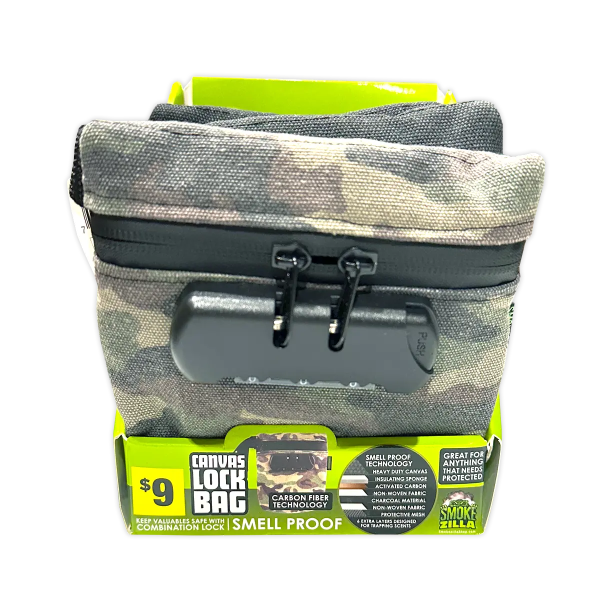 Smell Proof Canvas Lock Bag - 6 Pieces Per Retail Ready Display 41418 SMOKEZILLA