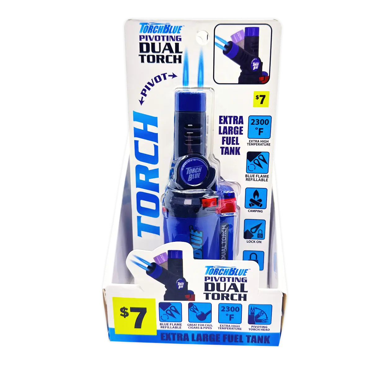 Pivoting Dual Torch Lighter - 4 Pieces Per Retail Ready Display 41520 TORCH BLUE