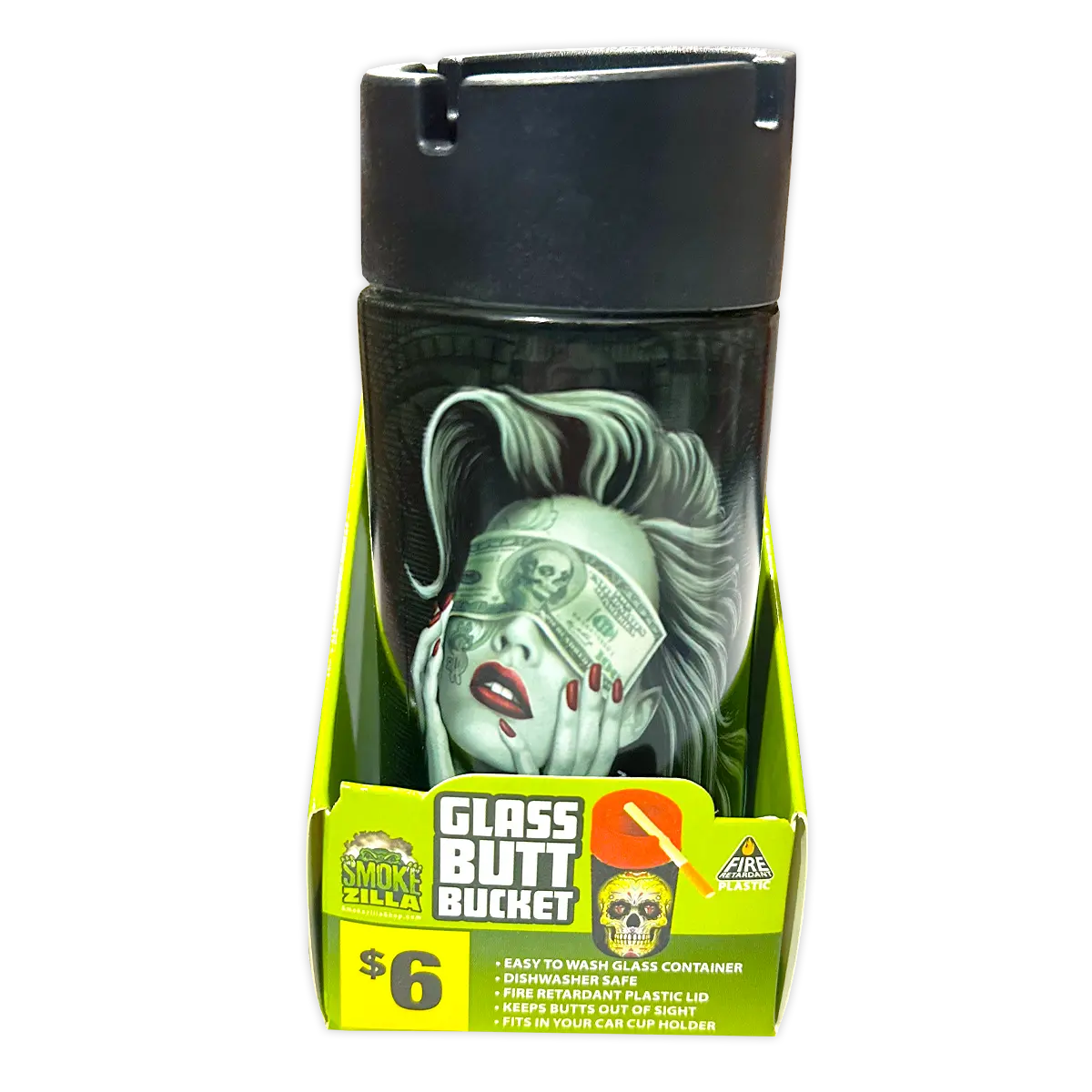 Full Print Glass Butt Bucket Ashtray - 3 Pieces Per Retail Ready Display 41528 SMOKEZILLA