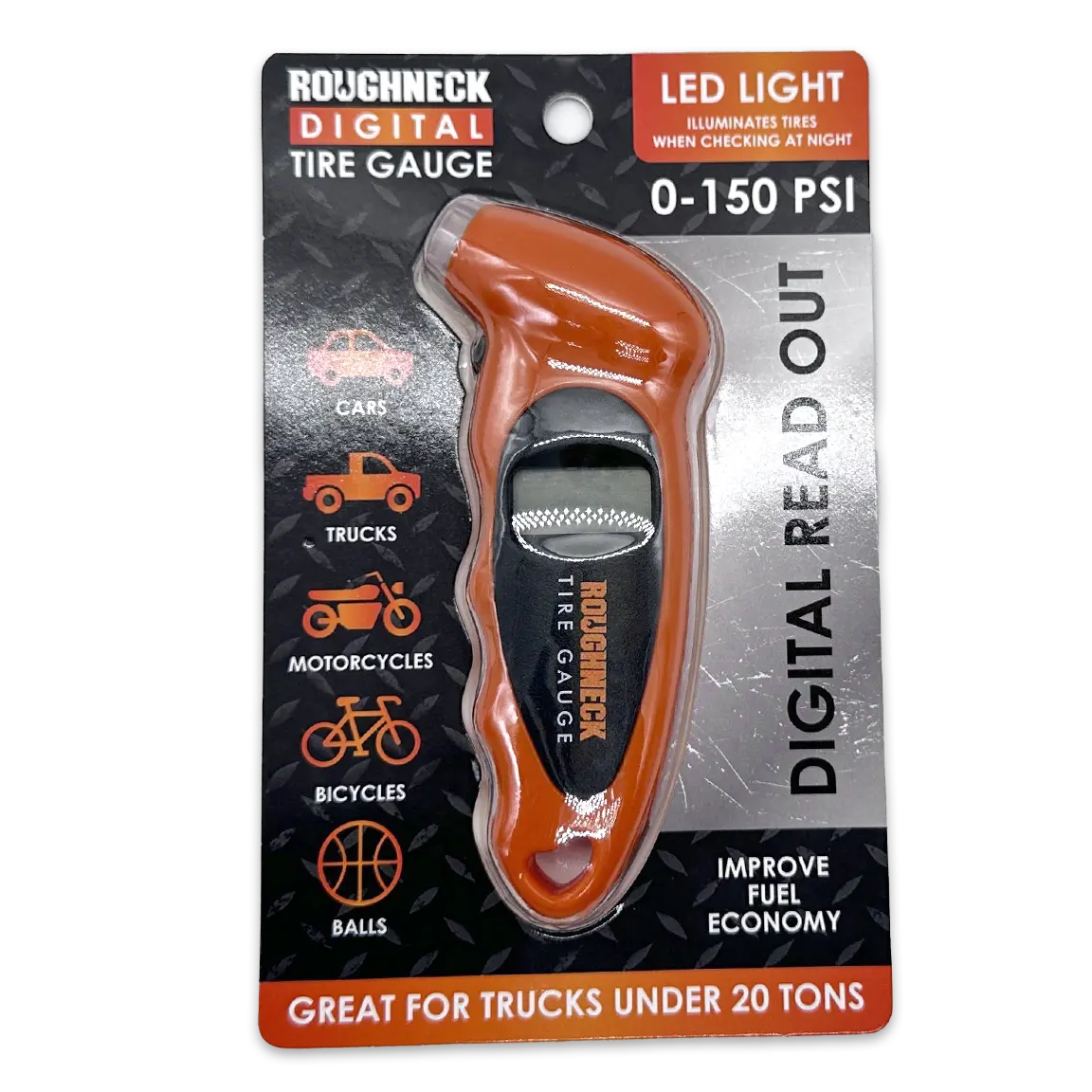 Digital Tire Gauge with LED Light - 4 Pieces Per Retail Ready Display 41655 ROUGHNECK