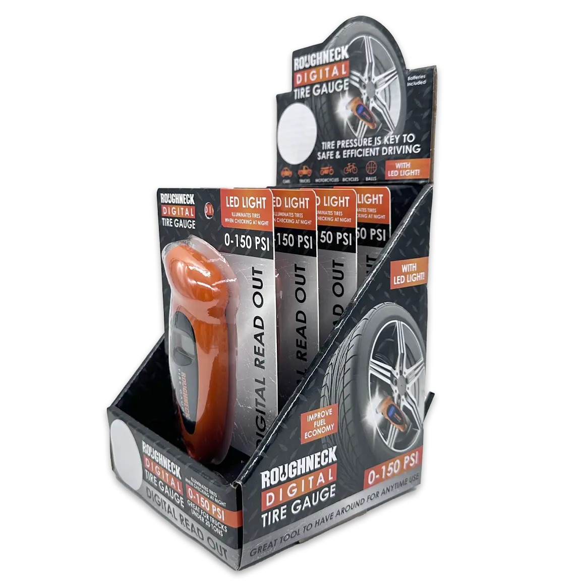 Digital Tire Gauge with LED Light - 4 Pieces Per Retail Ready Display 41655 ROUGHNECK