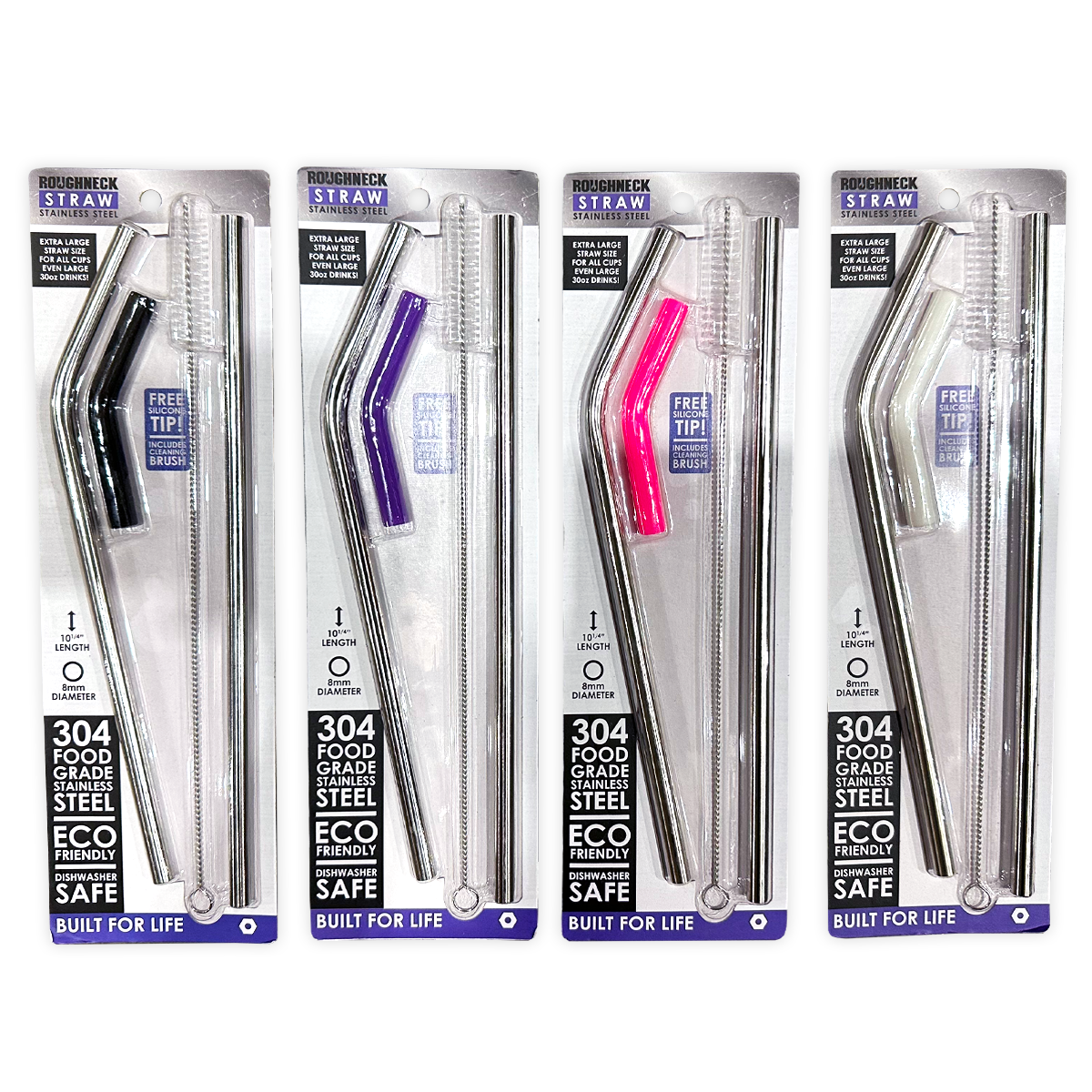 Variety Of High-Quality Stainless-Steel Straws - 6 Pieces Per Pack 41691 NOVELTY INC