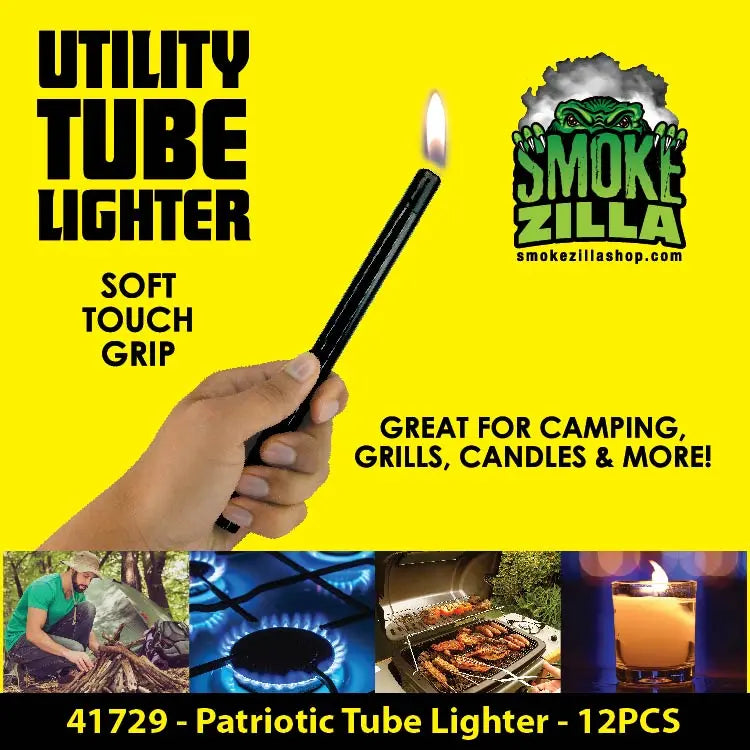 Patriotic Utility Tube Lighter - 12 Pieces Per Retail Ready Display 41729 SMOKEZILLA